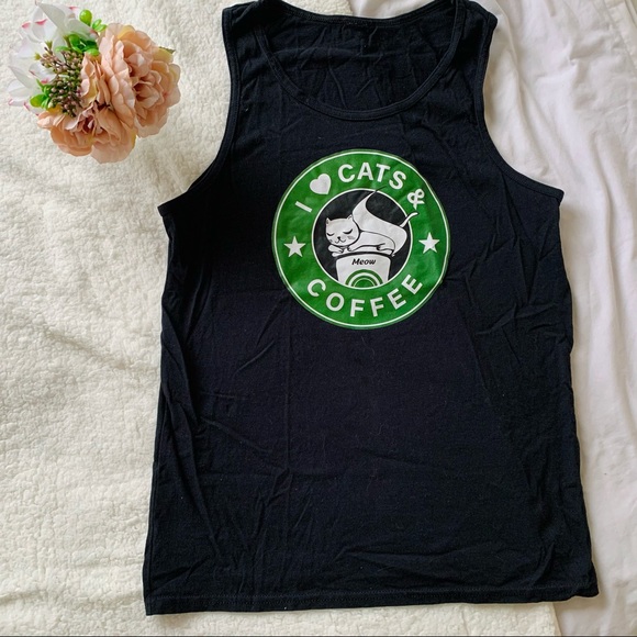 Graphic Tank Top “I Love Cats and Coffee” - Picture 1 of 3